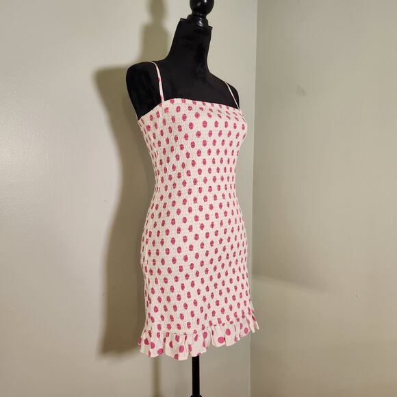 LOVERS+FRIENDS Polka Dot Smocked Dress, Size Medium - Picture 6 of 14